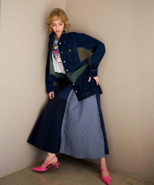 Cepica（セピカ）の「【MARECHAL TERRE / マルシャルテル】デニム&プリーツスカート（スカート・レディース・インディゴブルー・FREE）」の2枚目の写真