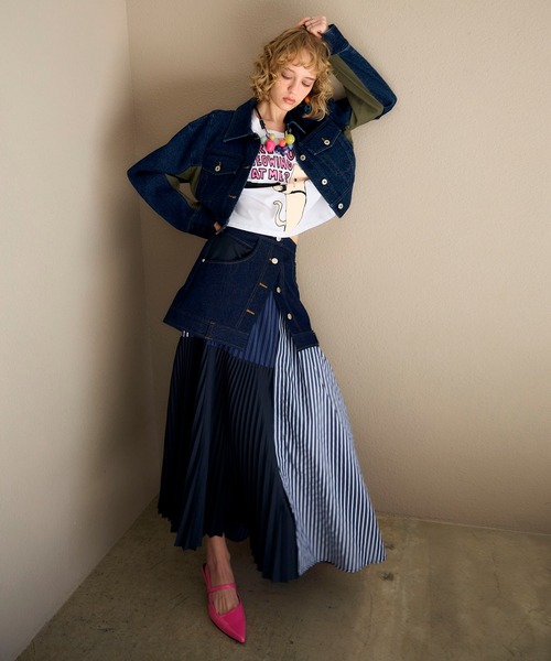 Cepica（セピカ）の「【MARECHAL TERRE / マルシャルテル】デニム&プリーツスカート（スカート・レディース・インディゴブルー・FREE）」の3枚目の写真