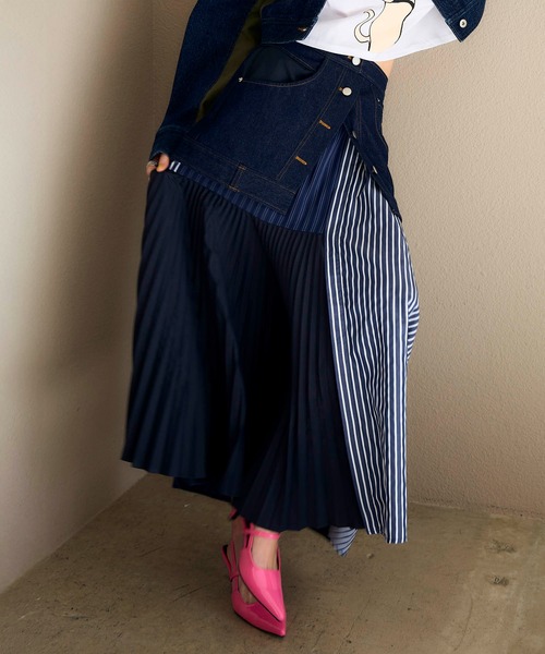 Cepica（セピカ）の「【MARECHAL TERRE / マルシャルテル】デニム&プリーツスカート（スカート・レディース・インディゴブルー・FREE）」の6枚目の写真