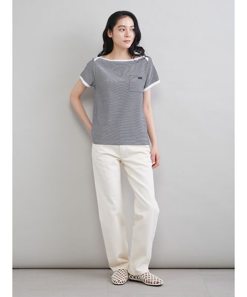 ボートネックコンパクトTシャツ（Tシャツ/カットソー）｜Mila Owen