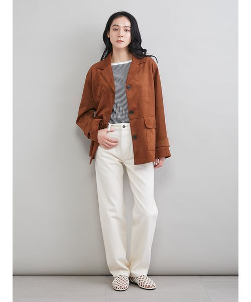 Mila Owen（ミラオーウェン）の「ボートネックコンパクトＴシャツ（Tシャツ/カットソー・レディース・キャメル/ブラック/レッド・0/1）」の14枚目の写真