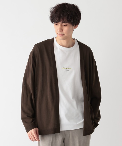 GLOBAL WORK（グローバルワーク）の「洗えるサラサラサマーカーデ/656063（カーディガン/ボレロ・メンズ・ブラック/グレイッシュベージュ/サックスブルー/ブラウン/グリーン・SMALL/MEDIUM/LARGE/X-LARGE）」の2枚目の写真