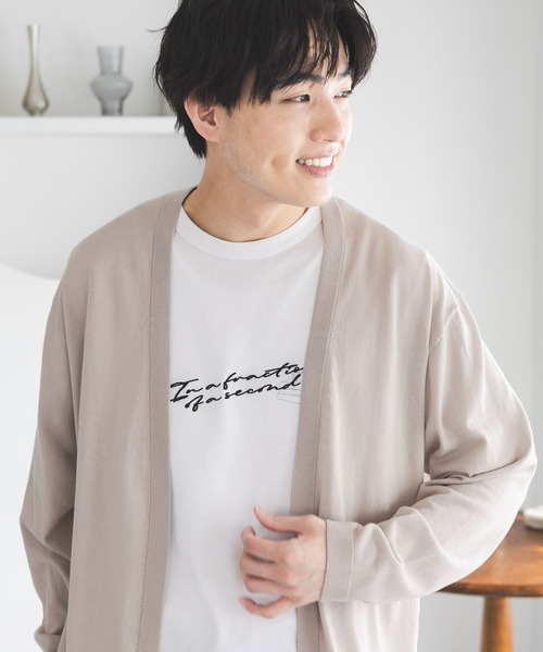 GLOBAL WORK（グローバルワーク）の「洗えるサラサラサマーカーデ/656063（カーディガン/ボレロ・メンズ・ブラック/グレイッシュベージュ/サックスブルー/ブラウン/グリーン・SMALL/MEDIUM/LARGE/X-LARGE）」の3枚目の写真