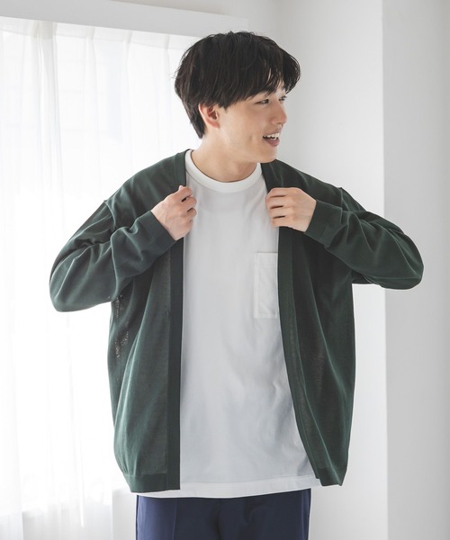 GLOBAL WORK（グローバルワーク）の「洗えるサラサラサマーカーデ/656063（カーディガン/ボレロ・メンズ・ブラック/グレイッシュベージュ/サックスブルー/ブラウン/グリーン・SMALL/MEDIUM/LARGE/X-LARGE）」の4枚目の写真