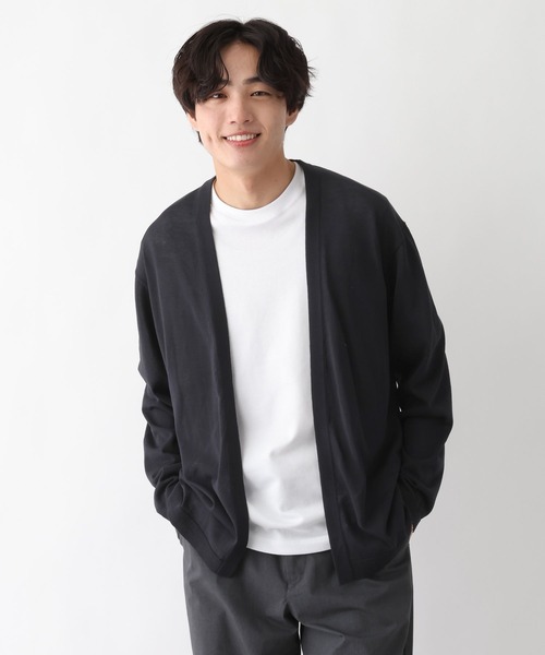 GLOBAL WORK（グローバルワーク）の「洗えるサラサラサマーカーデ/656063（カーディガン/ボレロ・メンズ・ブラック/グレイッシュベージュ/サックスブルー/ブラウン/グリーン・SMALL/MEDIUM/LARGE/X-LARGE）」の9枚目の写真