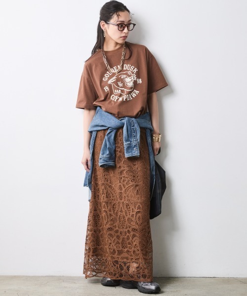 CHIC STYLE（シックスタイル）の「綿100％グラフィックプリントTシャツ＜大きいサイズ有＞シックスタイル（Tシャツ/カットソー・レディース・ブラウン/グレー・3L/LL/L/M/5L/4L）」の21枚目の写真