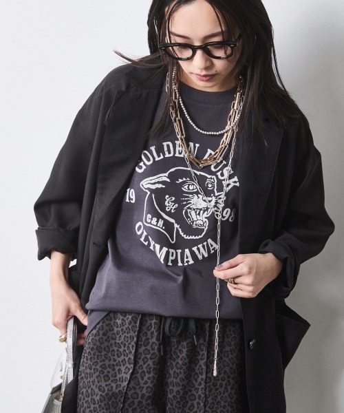 CHIC STYLE（シックスタイル）の「綿100％グラフィックプリントTシャツ＜大きいサイズ有＞シックスタイル（Tシャツ/カットソー・レディース・ブラウン/グレー・3L/LL/L/M/5L/4L）」の5枚目の写真