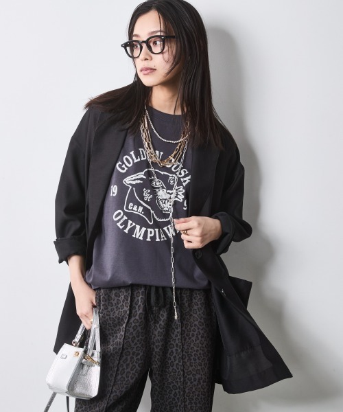 CHIC STYLE（シックスタイル）の「綿100％グラフィックプリントTシャツ＜大きいサイズ有＞シックスタイル（Tシャツ/カットソー・レディース・ブラウン/グレー・3L/LL/L/M/5L/4L）」の7枚目の写真