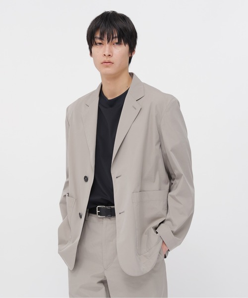 MARGARET HOWELL(マーガレットハウエル)の「COTTON SILK PLAINWEAVE(テーラードジャケット・メンズ・ベージュ/ダークブラウン・SMALL/MEDIUM/LARGE)」の1枚目の写真