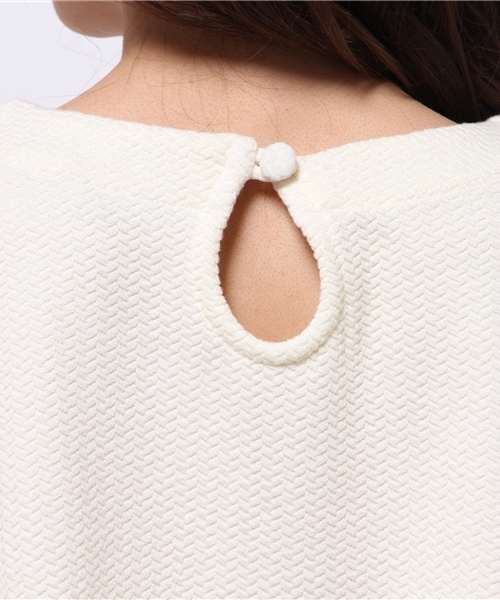 mystic（ミスティック）の「【mystic】ファーテープチュニック（Tシャツ/カットソー・レディース・ベージュ/ブラック/チャコールグレー/オフホワイト・ﾌﾘ-）」の10枚目の写真