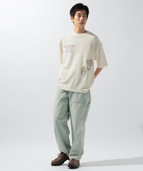 niko and...(ニコアンド)の「イラスト刺繍ミニ裏毛Tシャツ(Tシャツ/カットソー・メンズ・イエロー/オフホワイト/グリーン/ネイビー・MEDIUM/LARGE)」の9枚目の写真