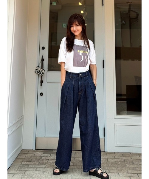 Day and Grade（デイアンドグレイド）の「【Shihoセレクト】タックワイドデニムパンツ（デニムパンツ・レディース・ブルー・FREE）」の10枚目の写真