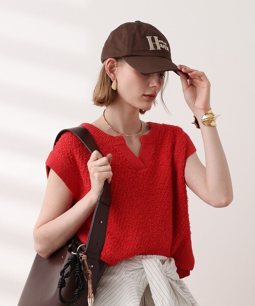 新品】allureville ノースリーブ ティアード ブラウス レッド セール 