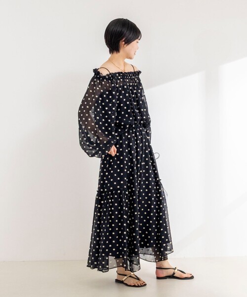 NOLLEY’S Sophi（ノーリーズソフィ）の「《セットアップ対応》ラメカットジャガードフレアスカート（スカート・レディース・ブラック系その他・38）」の3枚目の写真