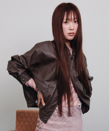 FAUX LEATHER POCKET JUMPER_BROWN