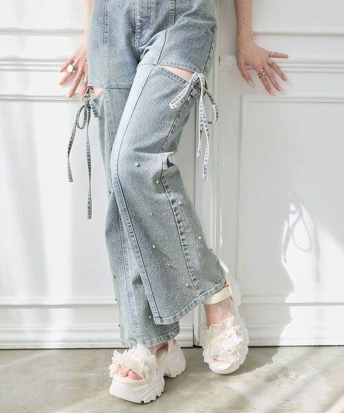 MAJESTIC LEGON(マジェスティックレゴン)の「パールリボンフリルボリュームスポサン(サンダル・レディース・アイボリー/グレイッシュベージュ/ブラック・SMALL/MEDIUM/LARGE/X-LARGE)」の8枚目の写真