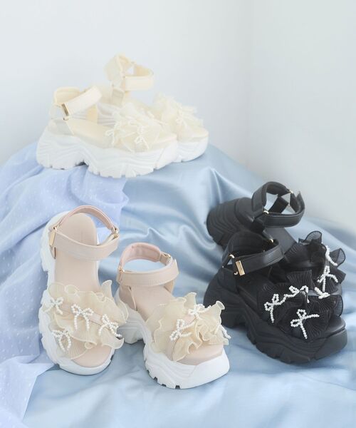 MAJESTIC LEGON(マジェスティックレゴン)の「パールリボンフリルボリュームスポサン(サンダル・レディース・アイボリー/グレイッシュベージュ/ブラック・SMALL/MEDIUM/LARGE/X-LARGE)」の22枚目の写真