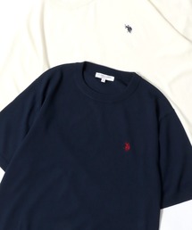 U.S. POLO ASSN./ユーエスポロアッスン 接触冷感 オーバーサイズ ニット 無地 ロゴ ワンポイント刺繍 半袖Tシャツ/レディース メンズ