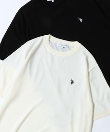 U.S. POLO ASSN./ユーエスポロアッスン 接触冷感 オーバーサイズ ニット 無地 ロゴ ワンポイント刺繍 半袖Tシャツ/レディース メンズ