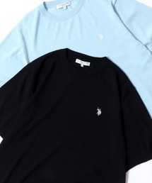 U.S. POLO ASSN./ユーエスポロアッスン 接触冷感 オーバーサイズ ニット 無地 ロゴ ワンポイント刺繍 半袖Tシャツ/レディース メンズ