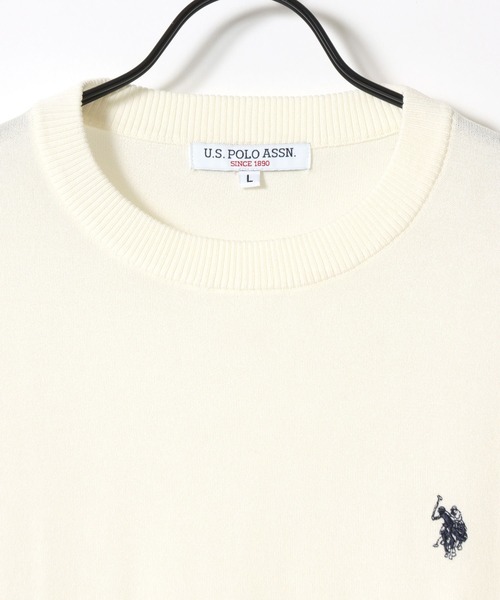 U.S. POLO ASSN.(ユーエスポロアッスン)の「U.S. POLO ASSN./ユーエスポロアッスン 接触冷感 オーバーサイズ ニット 無地 ロゴ ワンポイント刺繍 半袖Tシャツ/レディース メンズ(Tシャツ/カットソー・メンズ・ブラック/ネイビー/オフホワイト/スミクロ/サックスブルー・L/LL/M)」の17枚目の写真