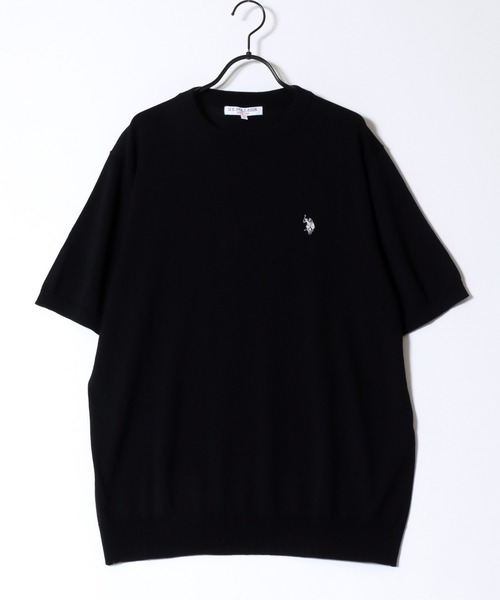 U.S. POLO ASSN.(ユーエスポロアッスン)の「U.S. POLO ASSN./ユーエスポロアッスン 接触冷感 オーバーサイズ ニット 無地 ロゴ ワンポイント刺繍 半袖Tシャツ/レディース メンズ(Tシャツ/カットソー・メンズ・ブラック/ネイビー/オフホワイト/スミクロ/サックスブルー・L/LL/M)」の12枚目の写真