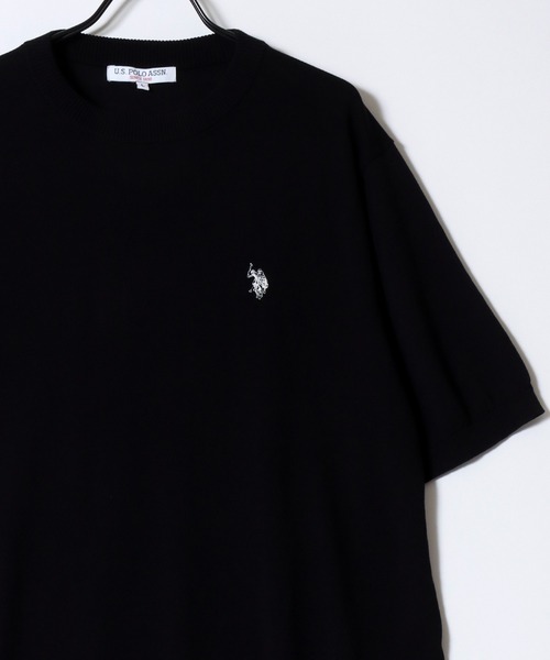 U.S. POLO ASSN.(ユーエスポロアッスン)の「U.S. POLO ASSN./ユーエスポロアッスン 接触冷感 オーバーサイズ ニット 無地 ロゴ ワンポイント刺繍 半袖Tシャツ/レディース メンズ(Tシャツ/カットソー・メンズ・ブラック/ネイビー/オフホワイト/スミクロ/サックスブルー・L/LL/M)」の7枚目の写真