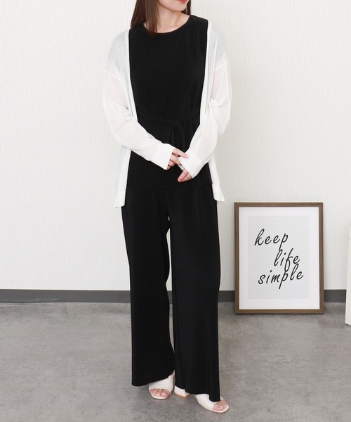 libelle more（リベル モア）の「クリスタルプリーツセットアップ プルオーバー＋パンツ（ワンピース・レディース・チャコールグレー/グリーン/ブラック/グレイッシュベージュ・L/M）」の2枚目の写真