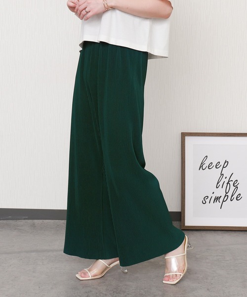 libelle more（リベル モア）の「クリスタルプリーツセットアップ プルオーバー＋パンツ（ワンピース・レディース・チャコールグレー/グリーン/ブラック/グレイッシュベージュ・L/M）」の18枚目の写真