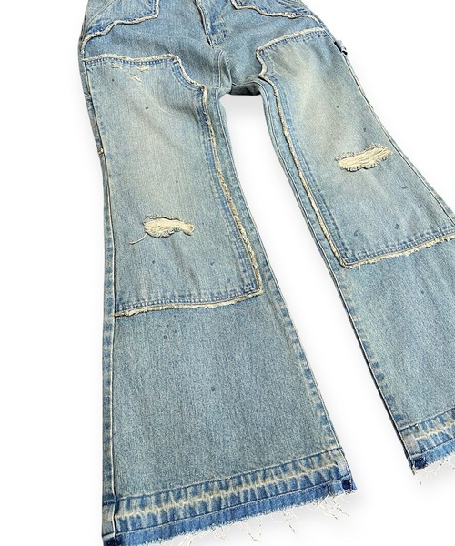 FACCIES(ファチーズ)の「【FACCIES】FADED DOUBLE KNEE PAINTER FLARE PT(デニムパンツ・メンズ・インディゴブルー/ベージュ・2)」の12枚目の写真