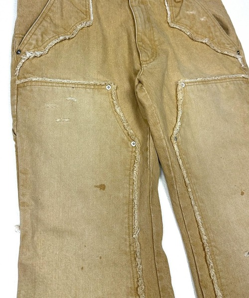 FACCIES(ファチーズ)の「【FACCIES】FADED DOUBLE KNEE PAINTER FLARE PT(デニムパンツ・メンズ・インディゴブルー/ベージュ・2)」の6枚目の写真