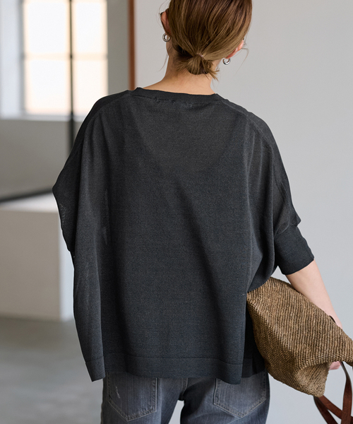 FRAMeWORK(フレームワーク)の「≪WEB限定 / 追加≫ペーパーミックスポンチョニット(ニット/セーター・レディース・ホワイト/ブラック/サックスブルー/ベージュ・FREE)」の10枚目の写真