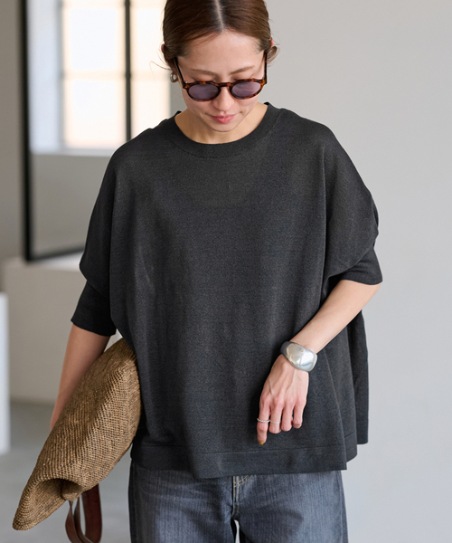 FRAMeWORK(フレームワーク)の「≪WEB限定 / 追加≫ペーパーミックスポンチョニット(ニット/セーター・レディース・ホワイト/ブラック/サックスブルー/ベージュ・FREE)」の12枚目の写真