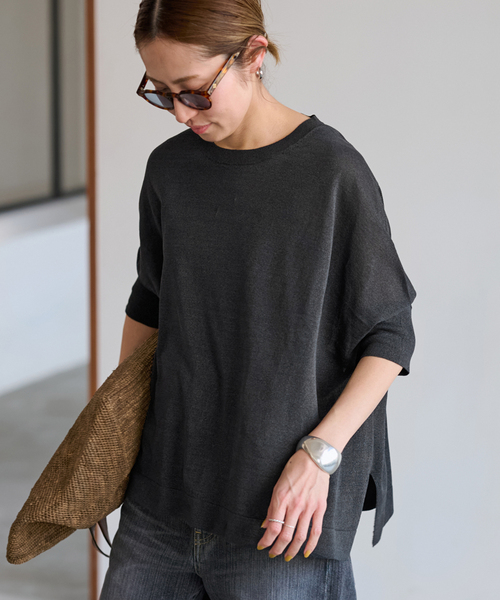 FRAMeWORK(フレームワーク)の「≪WEB限定 / 追加≫ペーパーミックスポンチョニット(ニット/セーター・レディース・ホワイト/ブラック/サックスブルー/ベージュ・FREE)」の13枚目の写真