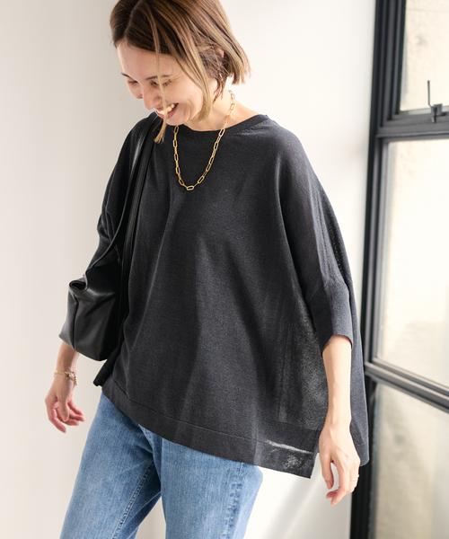 FRAMeWORK(フレームワーク)の「≪WEB限定 / 追加≫ペーパーミックスポンチョニット(ニット/セーター・レディース・ホワイト/ブラック/サックスブルー/ベージュ・FREE)」の18枚目の写真