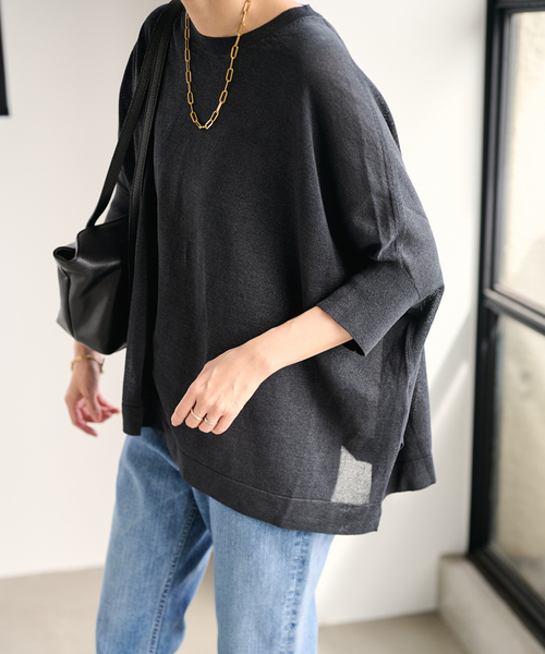 FRAMeWORK(フレームワーク)の「≪WEB限定 / 追加≫ペーパーミックスポンチョニット(ニット/セーター・レディース・ホワイト/ブラック/サックスブルー/ベージュ・FREE)」の19枚目の写真