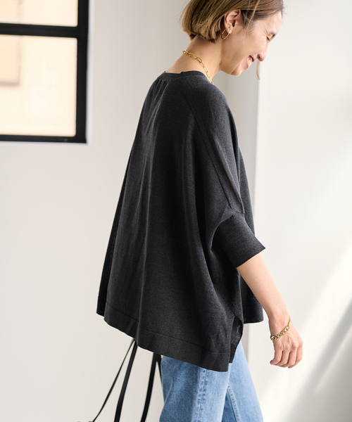 FRAMeWORK(フレームワーク)の「≪WEB限定 / 追加≫ペーパーミックスポンチョニット(ニット/セーター・レディース・ホワイト/ブラック/サックスブルー/ベージュ・FREE)」の20枚目の写真