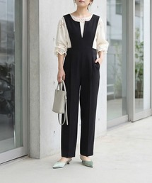 STYLE DELI（スタイルデリ）の「スリットネックタックサロペット（サロペット/オーバーオール）」