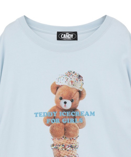 Candy Stripper(キャンディストリッパー)の「TEDDY ICE CREAM BIG BIG Tシャツ(Tシャツ/カットソー・レディース・ライトブルー/ブラック/オフホワイト/ピンク・FREE)」の6枚目の写真