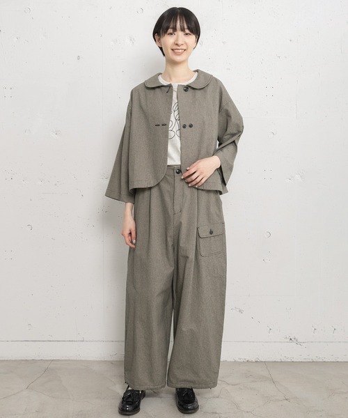 POU DOU DOU（プードゥドゥ）の「ラウンドカラークロップドジャケット（ブルゾン・レディース・スミクロ/インディゴブルー/ブラック・3）」の7枚目の写真