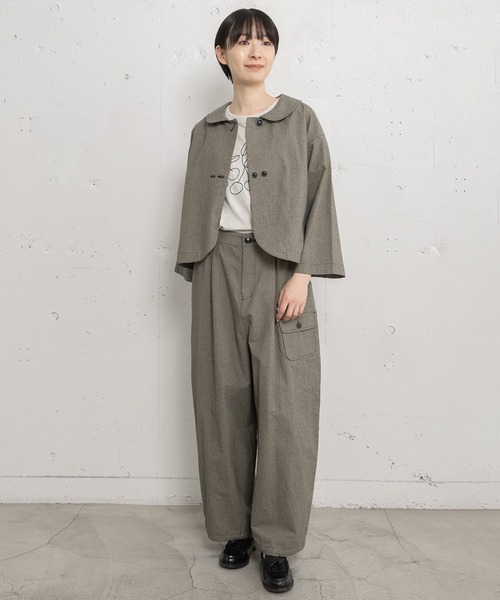 POU DOU DOU（プードゥドゥ）の「ラウンドカラークロップドジャケット（ブルゾン・レディース・スミクロ/インディゴブルー/ブラック・3）」の8枚目の写真