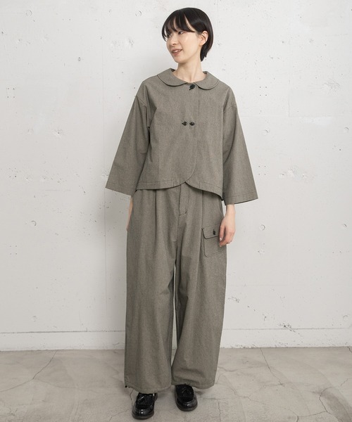 POU DOU DOU（プードゥドゥ）の「ラウンドカラークロップドジャケット（ブルゾン・レディース・スミクロ/インディゴブルー/ブラック・3）」の9枚目の写真