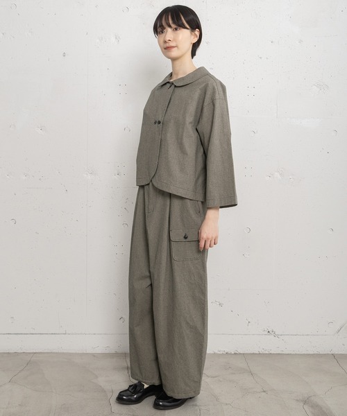 POU DOU DOU（プードゥドゥ）の「ラウンドカラークロップドジャケット（ブルゾン・レディース・スミクロ/インディゴブルー/ブラック・3）」の10枚目の写真