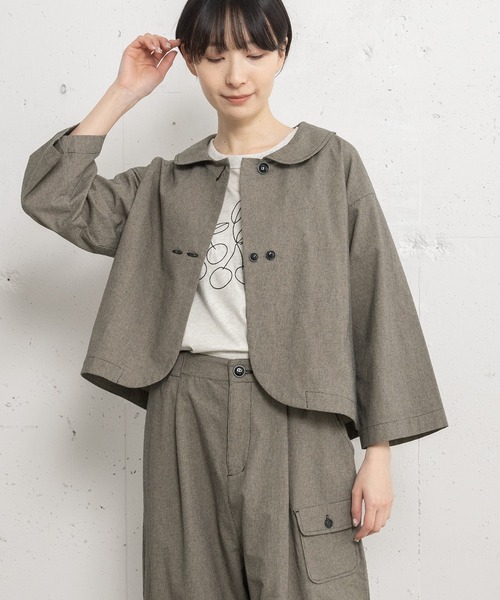 POU DOU DOU（プードゥドゥ）の「ラウンドカラークロップドジャケット（ブルゾン・レディース・スミクロ/インディゴブルー/ブラック・3）」の11枚目の写真