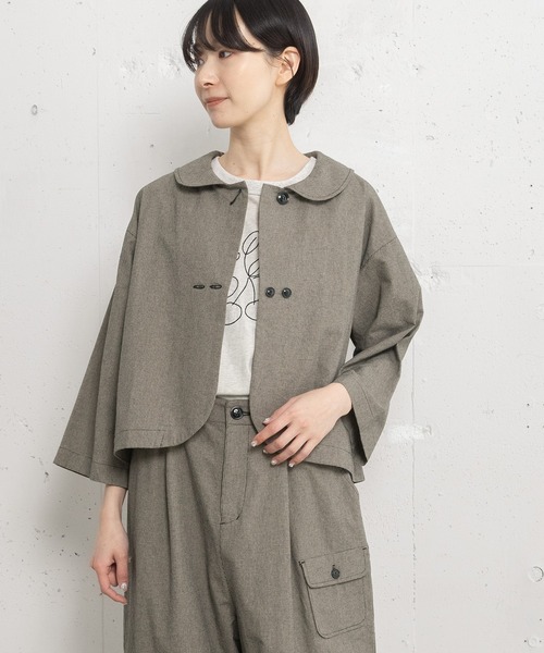 POU DOU DOU（プードゥドゥ）の「ラウンドカラークロップドジャケット（ブルゾン・レディース・スミクロ/インディゴブルー/ブラック・3）」の12枚目の写真