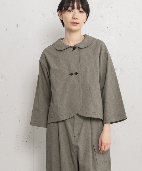 POU DOU DOU（プードゥドゥ）の「ラウンドカラークロップドジャケット（ブルゾン・レディース・スミクロ/インディゴブルー/ブラック・3）」の14枚目の写真