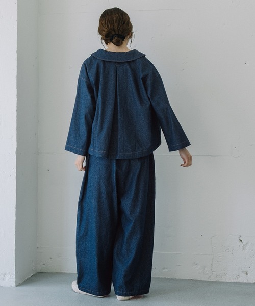 POU DOU DOU（プードゥドゥ）の「ラウンドカラークロップドジャケット（ブルゾン・レディース・スミクロ/インディゴブルー/ブラック・3）」の18枚目の写真