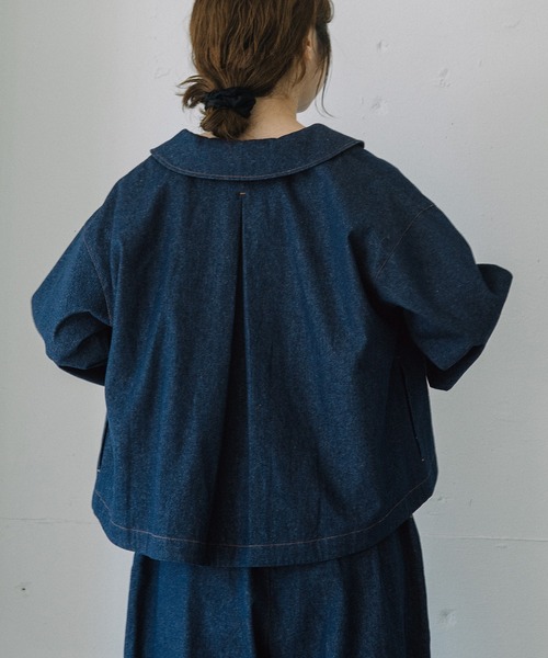 POU DOU DOU（プードゥドゥ）の「ラウンドカラークロップドジャケット（ブルゾン・レディース・スミクロ/インディゴブルー/ブラック・3）」の20枚目の写真