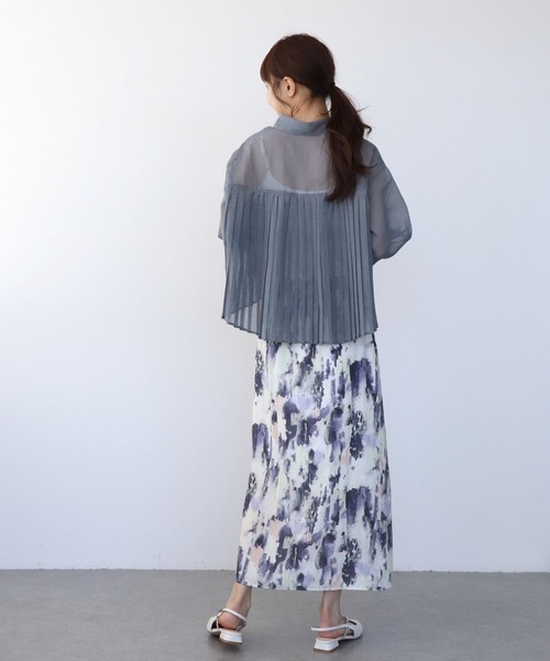 Jines（ジネス）の「シアーリネンライクバックプリーツシャツ（シャツ/ブラウス・レディース・ホワイト/パープル/ブルー/イエロー/チャコールグレー・38）」の19枚目の写真