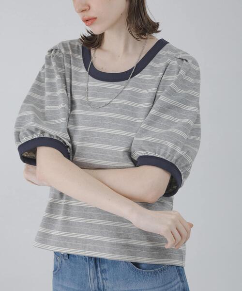 URBAN RESEARCH Sonny Label（アーバンリサーチサニーレーベル）の「マルチボーダーパフスリプルオーバー（Tシャツ/カットソー・レディース・オフホワイト/グレー/ネイビー・FREE）」の3枚目の写真